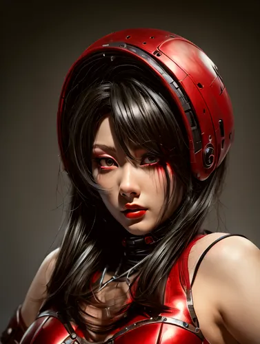 sanshou,katana,harley,motorcycle helmet,red,red skin,red lantern,batting helmet,female warrior,helmet,geisha,safety helmet,climbing helmet,red super hero,geisha girl,japanese doll,rubber doll,siu mei,ladybug,the japanese doll