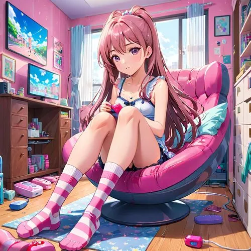 mikuru asahina,chieri,ririko,tokimeki,riko,uzuki,kotobukiya,akano,tokiko,monika,sitting on a chair,nanami,asahina,idolmaster,pink chair,kanata,chiaki,kizuna,seira,kyoko,Anime,Anime,Realistic