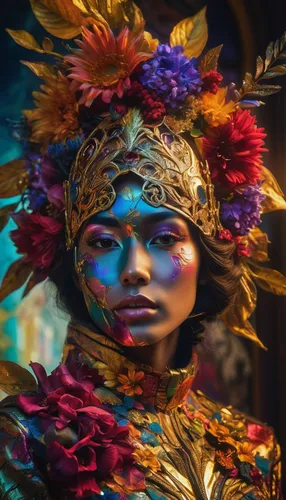 fantasy portrait,masquerade,shaman,garuda,sinulog dancer,bali,the festival of colors,bjork,girl in a wreath,rebana,world digital painting,asian costume,geisha,tribal,venetian mask,fairy peacock,mystical portrait of a girl,the carnival of venice,pachamama,mindanao,Photography,Artistic Photography,Artistic Photography 08