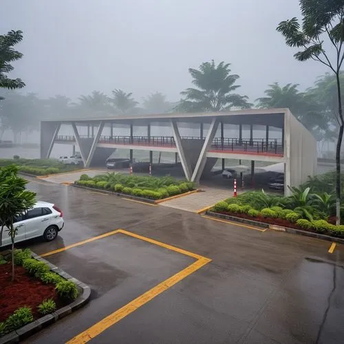 Design parking area, with jambi Traditional element,bedok,prasarana,kranji,komuter,tampines,keretapi,cyberjaya,kallang,payoh,lrv,transjakarta,changi,foggy day,wangsa,punggol,nanyang,persiaran,tapah,me