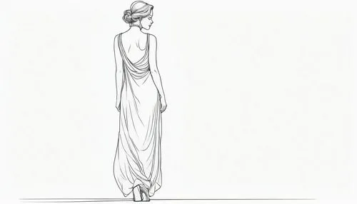 fashion illustration,fashion sketch,girl in a long dress from the back,girl in a long dress,evening dress,dress form,gown,one-piece garment,long dress,art deco woman,costume design,shoulder length,drawing mannequin,garment,woman silhouette,women silhouettes,a girl in a dress,woman walking,drape,elegance,Illustration,Paper based,Paper Based 23