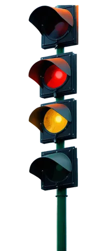 Traffic light, urban scene, vertical composition, tall pole, red yellow green lights, metallic material, reflective surface, night scene, soft glow, high contrast, cinematic lighting, shallow depth of