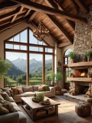 the cabin in the mountains,log home,rustic aesthetic,house in mountains,house in the mountains,wooden beams,home landscape,rustic,beautiful home,chalet,living room,fire place,alpine style,roof landscape,livingroom,fireplaces,log cabin,luxury home interior,fireplace,grass roof,Art,Classical Oil Painting,Classical Oil Painting 21