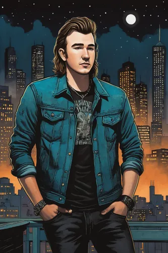 star-lord peter jason quill,steve rogers,cd cover,sci fiction illustration,mullet,comic book,spotify icon,jean jacket,youth book,game illustration,steve,book cover,blue-collar worker,jack rose,main character,comic hero,ford prefect,jeans background,ryan navion,blue-collar,Illustration,Black and White,Black and White 22