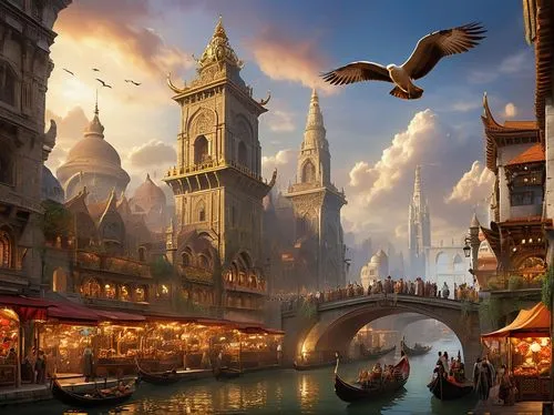 fantasy picture,bird kingdom,fantasy landscape,fantasy art,the carnival of venice,fantasy city,venice,3d fantasy,world digital painting,naboo,venetian,venecia,duckburg,bird bird kingdom,viajes,venise,rialto,fantasy world,city pigeons,citadels,Conceptual Art,Sci-Fi,Sci-Fi 19