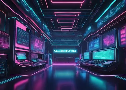 80's design,ufo interior,cyberscene,neon arrows,neon,spaceship interior,neon coffee,tron,cyberpunk,retro background,cyberia,neon lights,neon light,4k wallpaper 1920x1080,spaceland,cybercity,synth,3d background,computer room,cyberspace,Conceptual Art,Daily,Daily 21