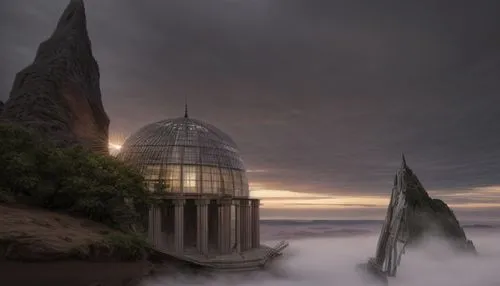 fantasy landscape,sunken church,futuristic landscape,myst,fantasy picture,ghost castle,world digital painting,the twelve apostles,haunted cathedral,basil's cathedral,virtual landscape,photomanipulation,sci fiction illustration,mausoleum ruins,twelve apostles,3d fantasy,veil fog,fractal environment,terraforming,abandoned place,Common,Common,Natural