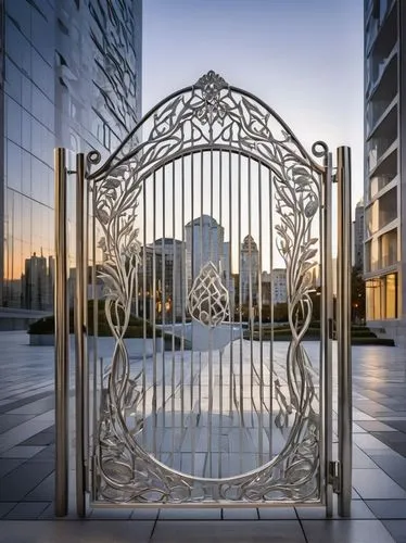 metal gate,fence gate,iron gate,front gate,wood gate,gated,gate,tori gate,farm gate,wrought iron,ornamental dividers,gates,ironwork,city gate,victory gate,heaven gate,iron door,stargates,art nouveau frame,tracery,Illustration,Retro,Retro 08