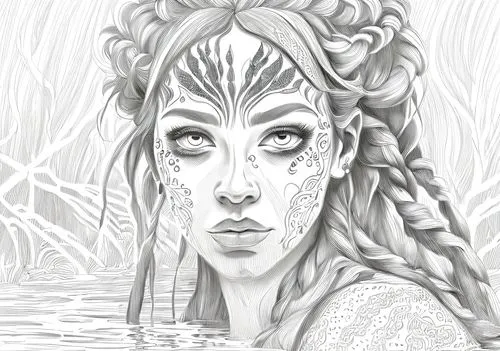 dryad,water nymph,rusalka,merfolk,water creature,fantasy portrait,faun,faerie,water rose,the enchantress,digital drawing,water lotus,tiger lily,mangroves,faery,crocodile woman,the sea maid,siren,maori,forest fish,Design Sketch,Design Sketch,Character Sketch