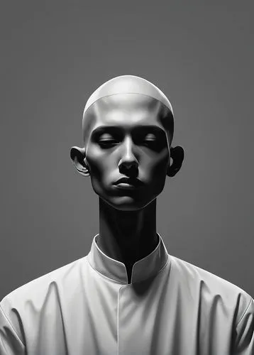 gandhi,monk,indian monk,middle eastern monk,buddhist monk,bapu,sculpt,digital painting,avatar,chef,human head,kundalini,zen,imperial,buzz cut,wreck self,épée,bald,white head,moor,Conceptual Art,Fantasy,Fantasy 16