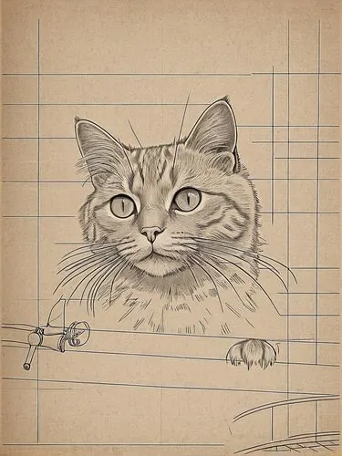 drawing cat,cat drawings,vintage cat,cat line art,cat cartoon,vintage drawing,Unique,Design,Blueprint