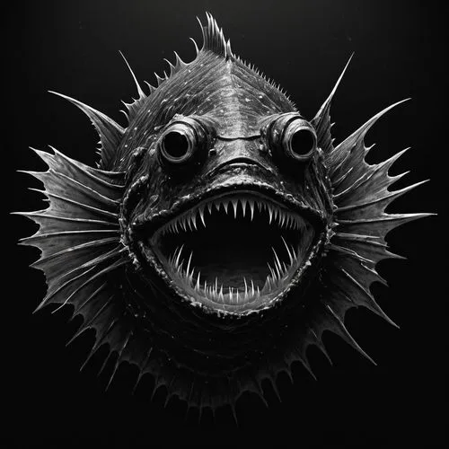 hatchetfish,anglerfish,frankenfish,fugu,rhino fish,openbsd,piranha,tsathoggua,blowfish,queenfish,monodon,wolfish,guardfish,poisson,lanternfish,tautog,dragonfish,chimaera,monkfish,rockfish,Illustration,Abstract Fantasy,Abstract Fantasy 05