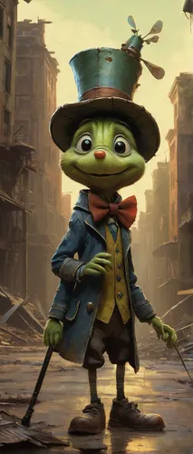 jiminy cricket,leonardo,frog prince,frog background,goblin,conductor,frog king,johnny jump up,frog man,kermit,kermit the frog,musketeer,man frog,town crier,art bard,kobold,the pied piper of hamelin,fenek,bellboy,fgoblin,Conceptual Art,Oil color,Oil Color 12