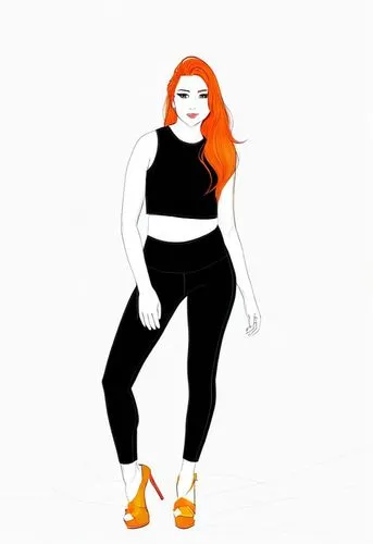 COLOR,fashion vector,plus-size model,vector illustration,diet icon,plus-size,orange,fashion illustration,vector art,blogger icon,plus-sized,tangerine,vector graphic,girl on a white background,spice up