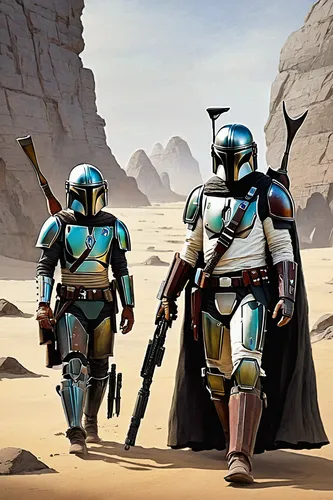 guards of the canyon,storm troops,droids,boba fett,patrols,cg artwork,boba,scarab,scarabs,sci fiction illustration,limb males,pathfinders,concept art,helmets,admer dune,desert racing,capture desert,sci fi,asterales,desert background,Illustration,Paper based,Paper Based 29