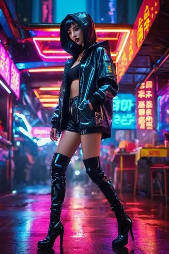 cyberpunk,neon lights,neon light,hk,femme fatale,neon,80s,agent provocateur,taipei,neo-burlesque,shanghai,hong kong,bangkok,puma,futuristic,neon arrows,hong,retro woman,mute,urban,Conceptual Art,Sci-Fi,Sci-Fi 26