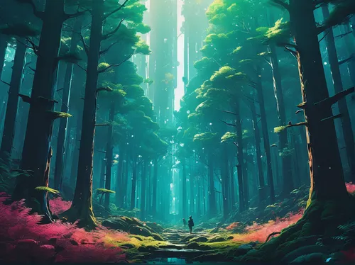 Anime Forest Background Wallpaper HD,forest of dreams,forest,the forest,fairy forest,forests,the forests,forest glade,forest floor,holy forest,forest background,elven forest,green forest,forest landsc