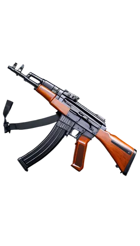 AK-47 assault rifle, metallic body, wood grain stock, intricate details, realistic texture, shiny surface, lying on table, dramatic lighting, low angle shot, cinematic composition, high contrast, 4K r