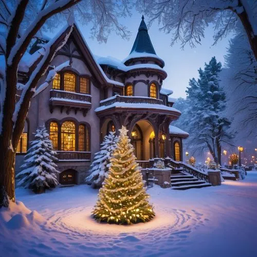 christmas landscape,winter house,winterplace,winter wonderland,christmas snowy background,christmas scene,christmas snow,christmas house,winterland,christmastime,winter village,santa's village,winter magic,snow scene,christmas wallpaper,beautiful home,winter background,gingerbread house,silent night,snow house,Illustration,Realistic Fantasy,Realistic Fantasy 36