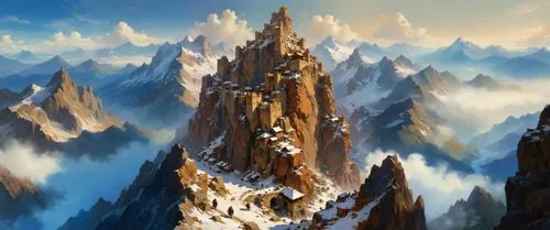 tirith,gondolin,erebor,icewind,snow mountains,snow mountain,mountain settlement,mountainous landscape,mountain scene,highborn,ice castle,5 dragon peak,mountains snow,snowy peaks,mountain world,hyperborea,high mountains,mountain landscape,snowy mountains,mountain peak