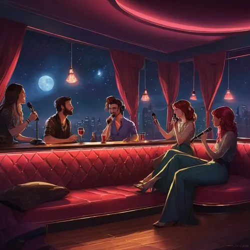 piano bar,cantina,rosa cantina,nightclub,cosmopolitans,sci fiction illustration,weasleys,kafana,romantic night,riverdale,drinking party,ufo interior,round table,game illustration,nighthawks,disneyfied,twilights,serenata,spaceland,rendezvous,Conceptual Art,Fantasy,Fantasy 17