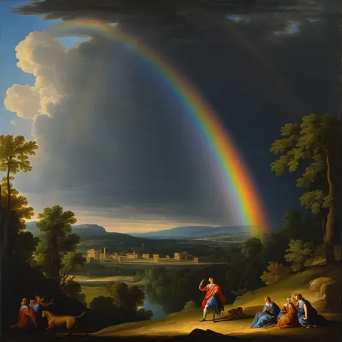 frederic church,rainbow bridge,unicorn and rainbow,raimbow,atmospheric phenomenon,hunting scene,apollo and the muses,double rainbow,rainbow,kunsthistorisches museum,colomba di pasqua,golf landscape,rainbow background,school of athens,la nascita di venere,apollo hylates,robert duncanson,panoramic landscape,rainbow and stars,sanssouci,Art,Classical Oil Painting,Classical Oil Painting 33