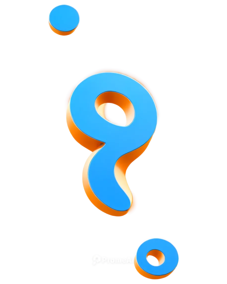 Animated question mark, 3D model, shiny metallic surface, blue and white gradient colors, hovering in mid-air, rotating slowly, spotlight effect, deep shadow, high contrast, futuristic composition, dy