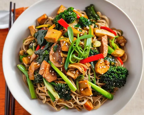 Immerse yourself in the flavors of Japan with a delectable stir-fry inspired by traditional ingredients.,drunken noodles,stir-fry,stir-fried morning glory,moo goo gai pan,singapore-style noodles,thai 