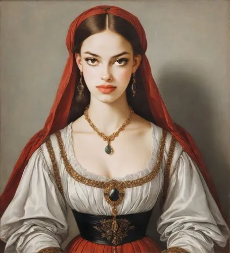 18 years old very beautiful, early 16th century German aristocrat in a house, oil painting, in the style of paintings by Albrecht Dürer, red, black,portrait of a girl,gothic portrait,young woman,portr