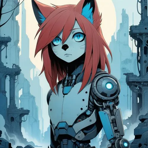 gali,kon,killorin,klayton,cyberdog,kat,Illustration,Japanese style,Japanese Style 08