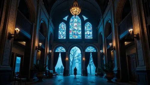 transept,haunted cathedral,sacristy,stained glass windows,cathedral,stained glass,gothic church,church windows,sanctuary,cathedrals,stained glass window,hall of the fallen,empty interior,entranceway,presbytery,chapel,the cathedral,aisle,crypt,hallway