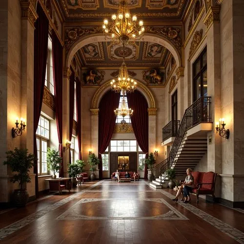 foyer,entrance hall,rudolfinum,lobby,kurhaus,royal interior,residenz,hallway,cochere,teylers,bundesministerium,corridor,hotel lobby,hotel hall,europe palace,salone,stadtholder,union station,enfilade,rathaus