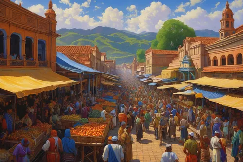 the market,souk,marketplace,marrakesh,large market,fruit market,market,vegetable market,souq,spice souk,spice market,grand bazaar,bazaar,medieval market,vendors,hippy market,morocco,principal market,covered market,caravanserai,Illustration,Realistic Fantasy,Realistic Fantasy 03