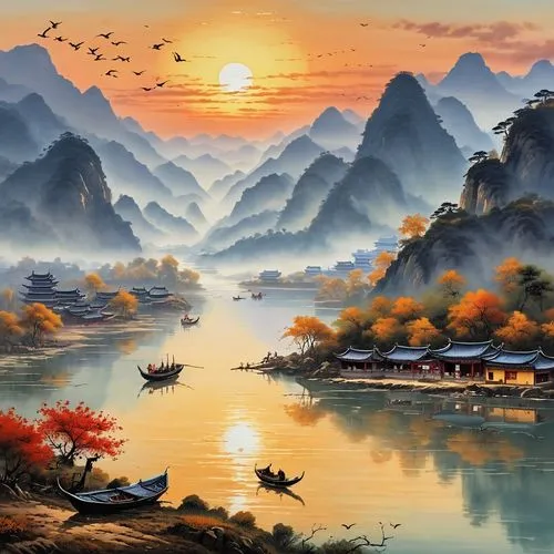 yangshao,landscape background,river landscape,yangshuo,haicang,fantasy landscape,boat landscape,world digital painting,oriental painting,guilin,mountain landscape,vietnam,mountainous landscape,yangtze,huanglong,mountain scene,guizhou,beautiful landscape,oriental,sizhao,Photography,General,Realistic