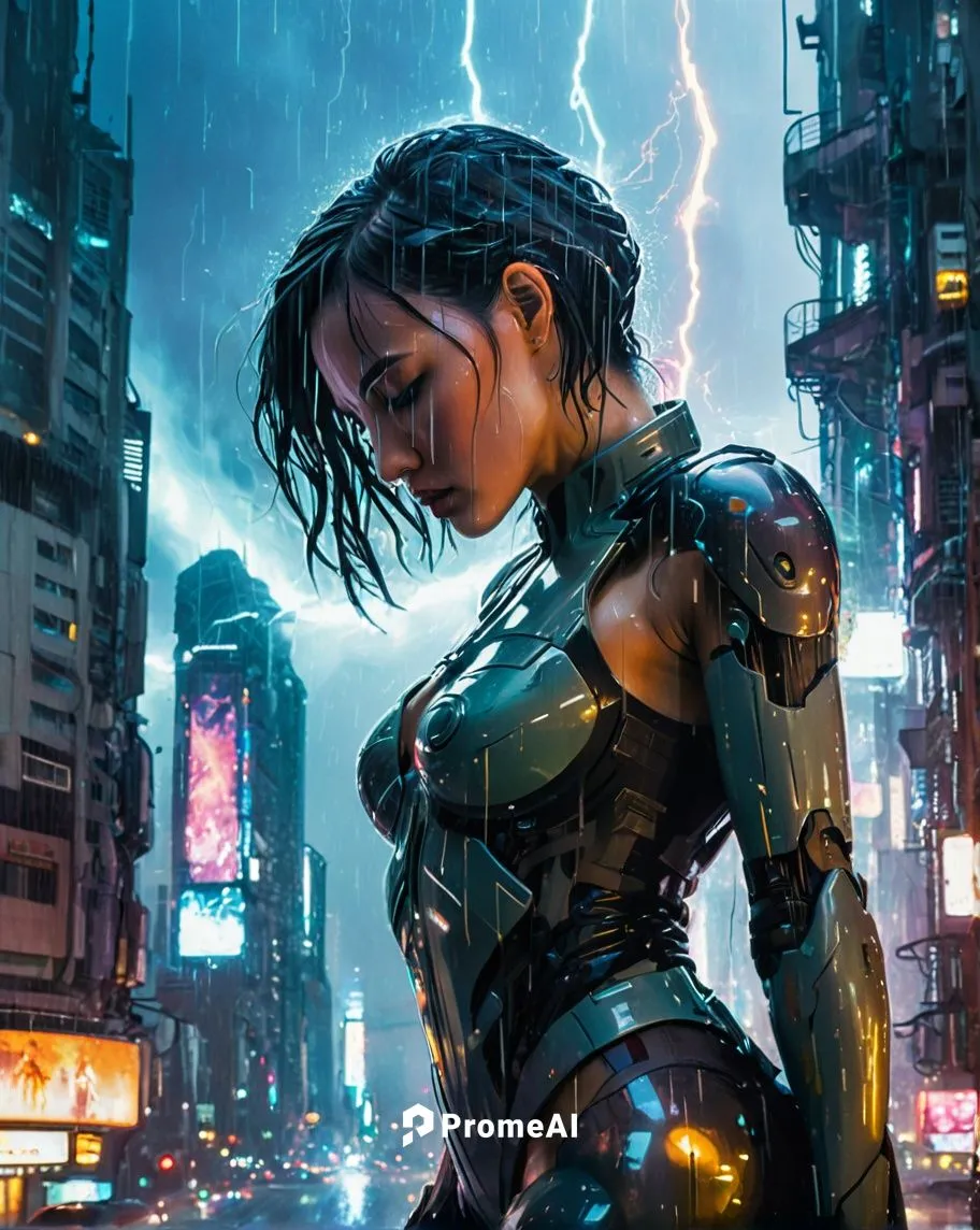 full body, Double Exposure of The Iron Giant male and asiatic female Ghost in the Shell and Faith Mirror Edge characters movie kissing, Blade Runner city skyline cyberpunk cityscape, impressionism art