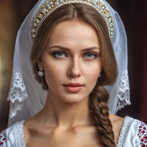 bridal jewelry,bridal,ukrainian,bridal dress,bridal accessory,bridal clothing,bride,romantic portrait,russian folk style,bridal veil,beautiful bonnet,wedding dress,wedding dresses,the angel with the veronica veil,blonde in wedding dress,victorian lady,indian bride,wedding gown,diadem,romantic look,Photography,General,Realistic