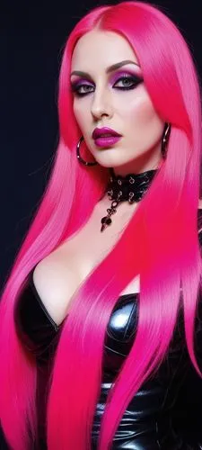 gothic, patent leather, velvet, sexy, neon pink, long hair, busty,gothic in pink,derivable,neidhart,madelyne,mesmero,barbie,ceravolo