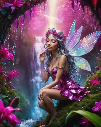 rosa 'the fairy,rosa ' the fairy,faerie,fairy world,flower fairy,fairy,fae,garden fairy,faery,fantasy picture,fairy queen,butterfly background,little girl fairy,fairy forest,child fairy,aurora butterfly,fairy galaxy,mermaid background,vanessa (butterfly),fantasia,Illustration,Realistic Fantasy,Realistic Fantasy 02