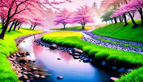 landscape background,springtime background,spring background,nature background,japanese sakura background,river landscape,cartoon video game background,world digital painting,nature landscape,brook landscape,purple landscape,watercolor background,sakura background,3d background,fantasy landscape,background view nature,virtual landscape,beautiful landscape,landscape nature,meadow in pastel,Illustration,Japanese style,Japanese Style 04