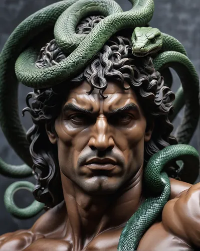 medusa gorgon,gorgon,medusa,poseidon god face,jheri curl,poseidon,sea god,sea man,asclepius,emperor snake,snake's head,kotobukiya,sculpt,malachite,curls,triton,bronze figure,god of the sea,tarzan,daemon,Photography,General,Natural