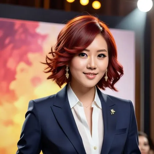 Change hairstyle and colour,a woman standing up in a suit posing for a po,eunjung,esna,sooyoung,baeksang,yandong,woori