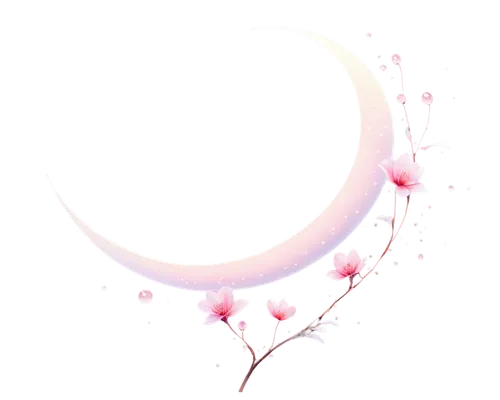 sakura wreath,luminous garland,cherry blossom branch,sakura branch,circlet,blooming wreath,sakura flower,crescent moon,sakura blossom,sakura blossoms,star garland,crescent,pearblossom,peach flower,cherry blossom,semi circle arch,hanami,circular ring,rose quartz,ume,Conceptual Art,Fantasy,Fantasy 29