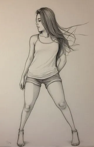 1girl, full body, solo, long hair, line art, sideways,figure drawing,charcoal drawing,girl drawing,pencil drawing,foreshortening,sprint woman,dance with canvases,pencil and paper,charcoal pencil,propo