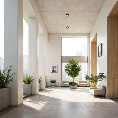 hallway space,concrete ceiling,daylighting,exposed concrete,travertine,foyer,contemporary decor,modern decor,penthouses,atriums,interior modern design,breezeway,home interior,entryway,terrazzo,landscape design sydney,house plants,garden design sydney,courtyards,3d rendering