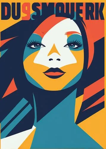 a poster featuring a woman's face with blue and orange makeup,prefuse,oumou,cd cover,kouroussa,soukous,eurodance,Illustration,Vector,Vector 01