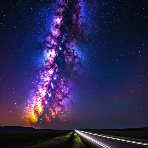 the milky way,milky way,milkyway,galaxy collision,astronomy,galaxy,the night sky,night sky,colorful stars,universe,the universe,nightsky,starry sky,space art,road to nowhere,astronomical,spiral galaxy,night highway,cosmos,outer space,Art,Classical Oil Painting,Classical Oil Painting 04