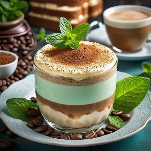 tiramisu,espresso con panna,white chocolate mousse,pannacotta,semifreddo,panna cotta,crème brûlée,crème de menthe,soufflé,affogato,caffè macchiato,dulce de leche,macchiato,mascarpone,syllabub,marocchino,gingerbread cup,chocolate pudding,liqueur coffee,chocolate mousse,Photography,General,Realistic