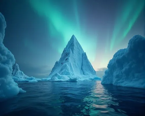 五角菱鏡透視下的 極光 海洋 冰山 超高清圖像,冰山,polar lights,northen lights,icebergs,arctic ocean,antarctic,antarctica,Photography,General,Fantasy