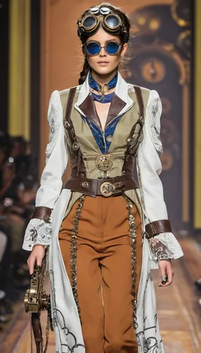 Fashion Week Milan Spring/Summer 2018 look 46 from the Etro collection 女装,steampunk,fashion doll,fashionista,vintage fashion,woman in menswear,streampunk,steampunk gears,costume design,victorian fashi