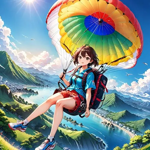 megumi,nanako,yukiko,tanabata,rainbow background,kite boarder wallpaper,Anime,Anime,General